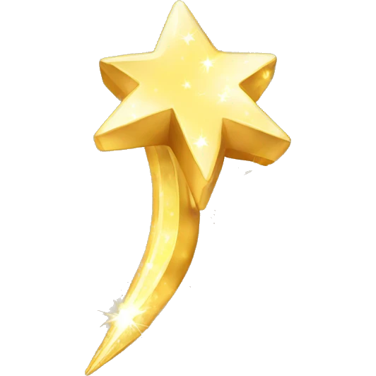 Golden sparkling shooting star emoji