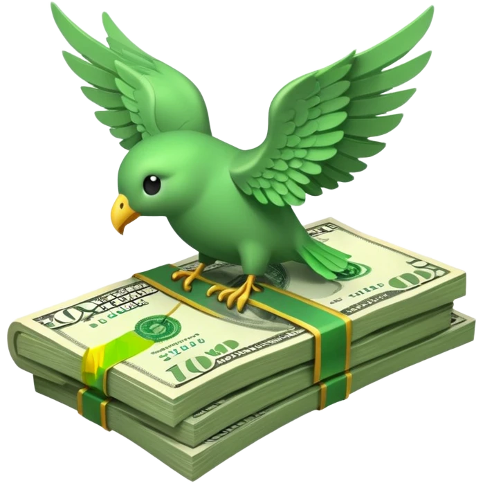 un fajo de dólares con alas volando emoji