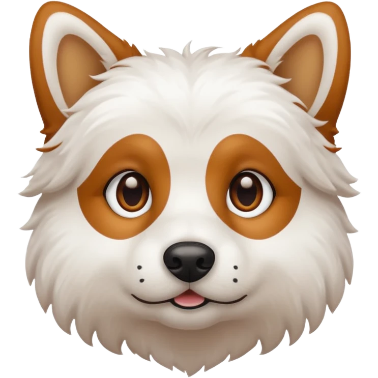 White dog with brown spots on eyes fluffy emoji