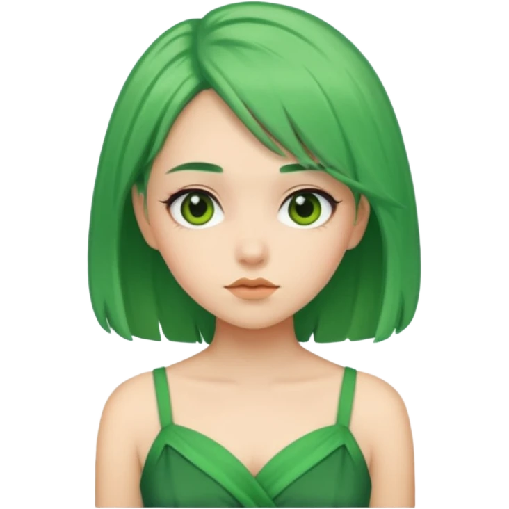 a girl of nature green hair and it shows green dress pretty emoji