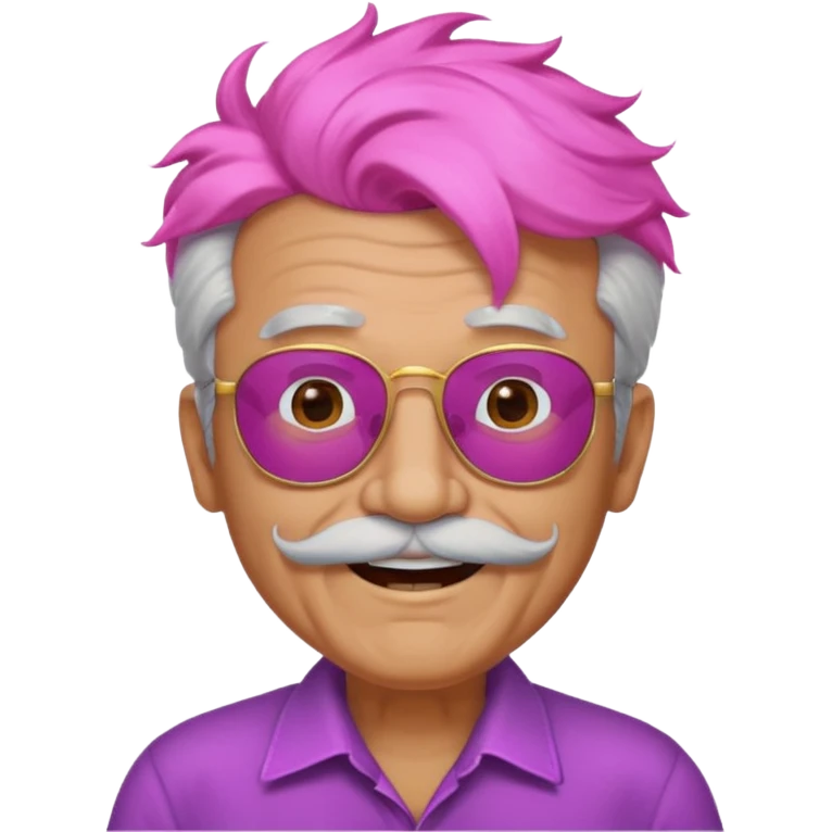 old guy with funny hair and dark shades and pink mustache emoji