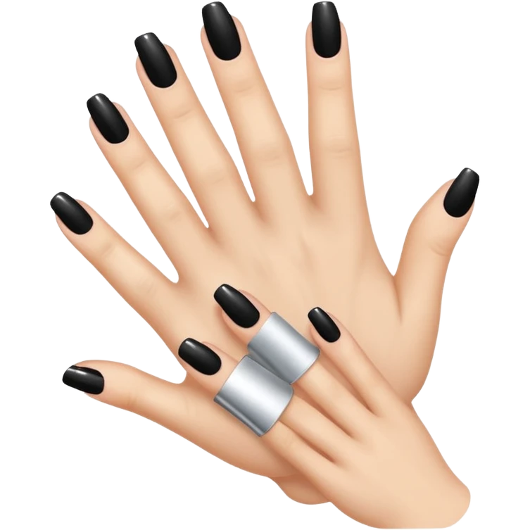 💅 convert tA small emoji-style illustration of a hand with manicured nails being painted with pink nail polish, glossy finish, soft shading, simple flat design, white background, iOS emoji style.his same emoji into black colour emoji