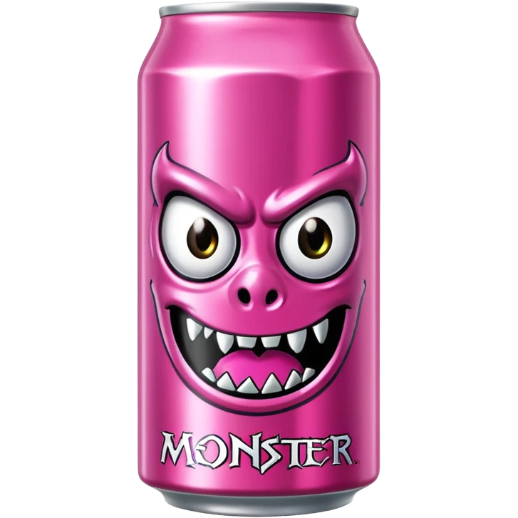 Pink monster energy drink with the logo of original monster company energy drink do not add the face in it just normal monster can  emoji