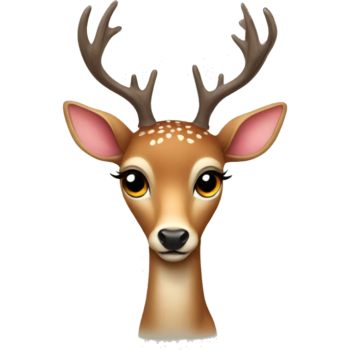 A deer with eyelashes and hearts emoji