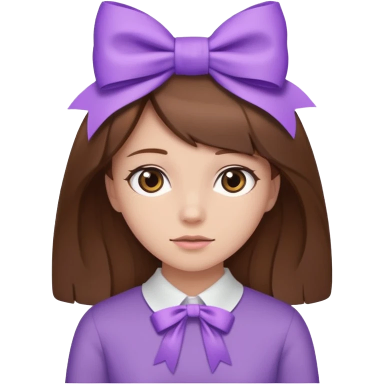 brown open hair from behind with a light purple bow emoji