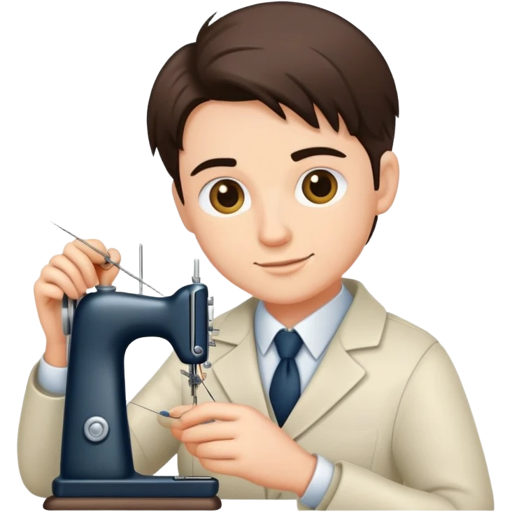 tailor sewing holding needle and thread emoji