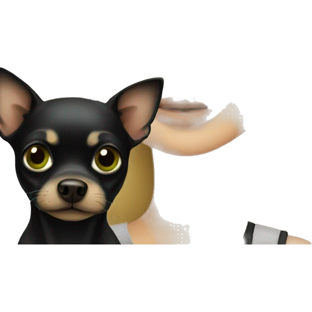 Green eyed Blonde girl with black chihuahua emoji