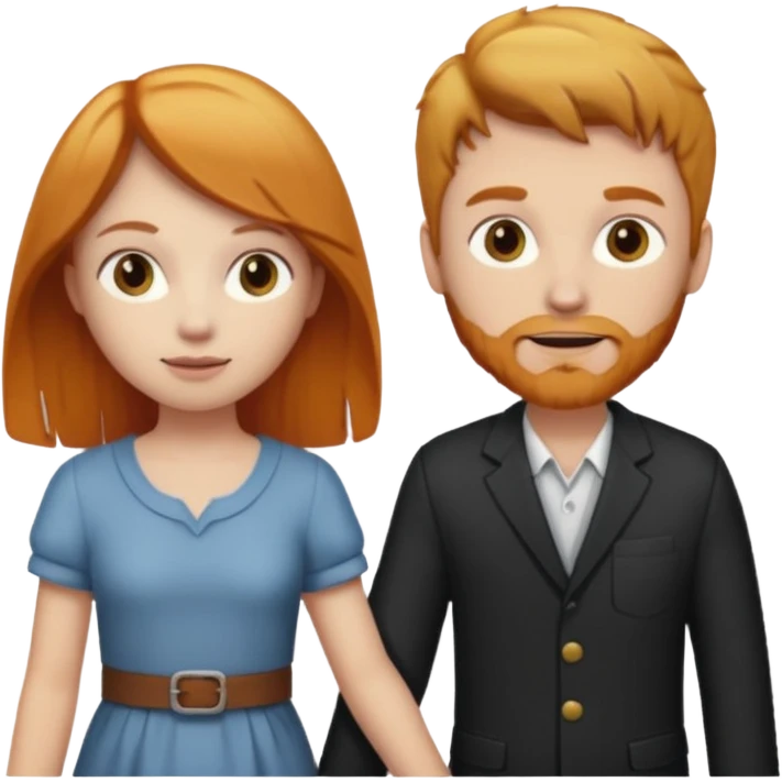 ginger girl and dirty blonde hair man holding hands emoji