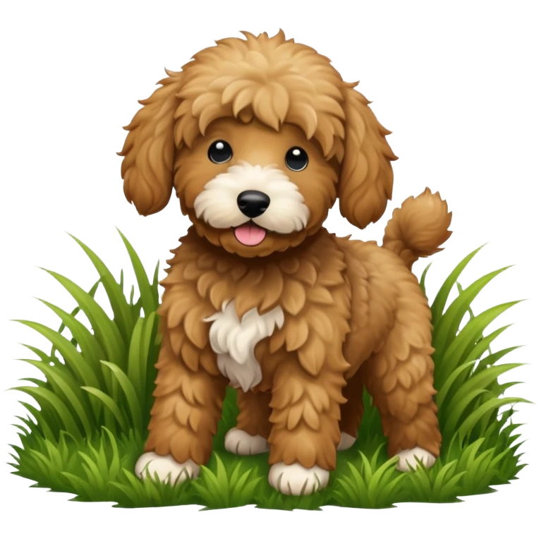 Black golden doodle that played in the grass  emoji