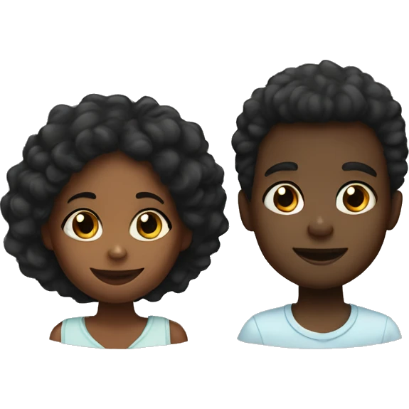 One black girl and black boy and baby emoji