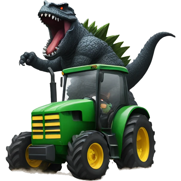 Godzilla driving a tractor emoji