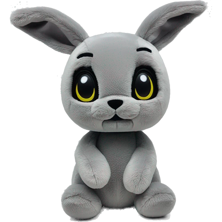 grey bunny jellycat with cute blank full black eyes no sclera of eyes emoji