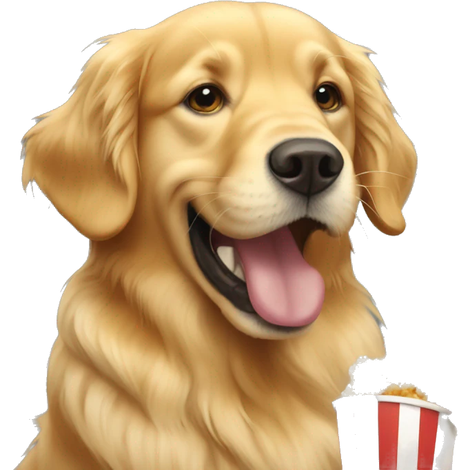 golden retriever eating popcorn emoji