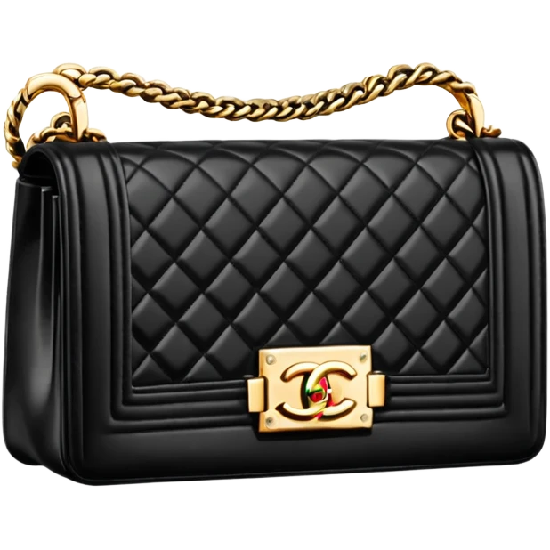 chanel le boy black bag gold hardware emoji
