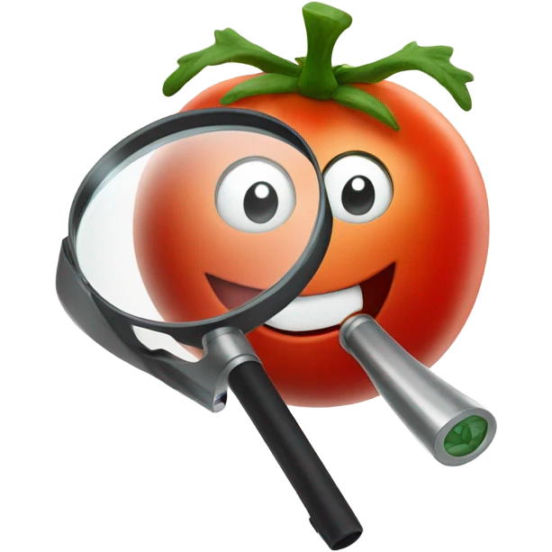 happy tomato with magnifying glass in hand emoji