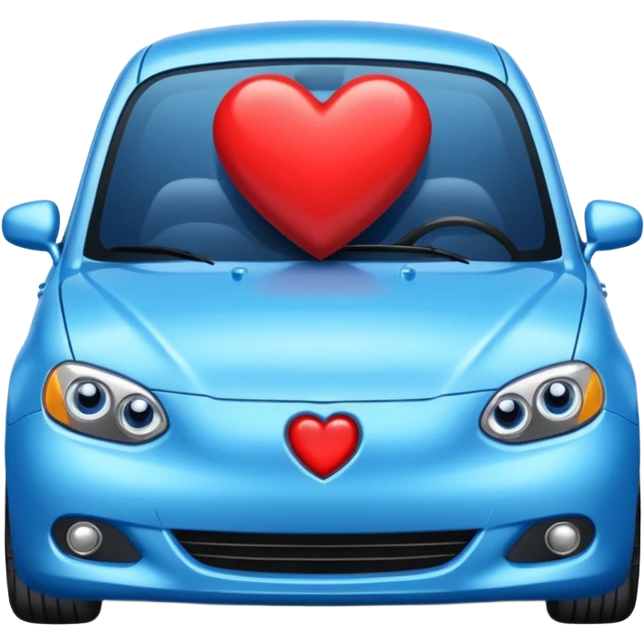 Blue car with heart emoji