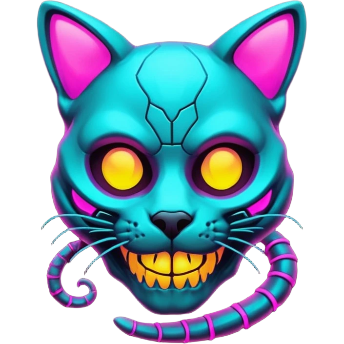 Catty Neon Snaky Protogen-Skull-cat (full body) emoji