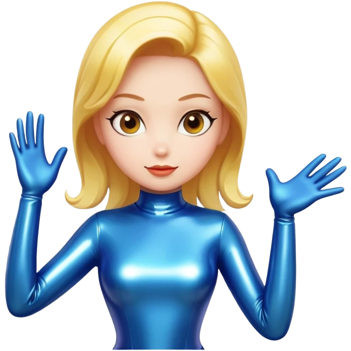 cartoon female character in a shiny latex suit emoji