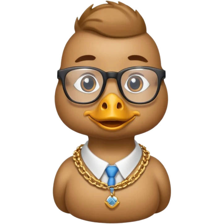 Goose that’s wearing glasses and chain and has fresh haircut emoji