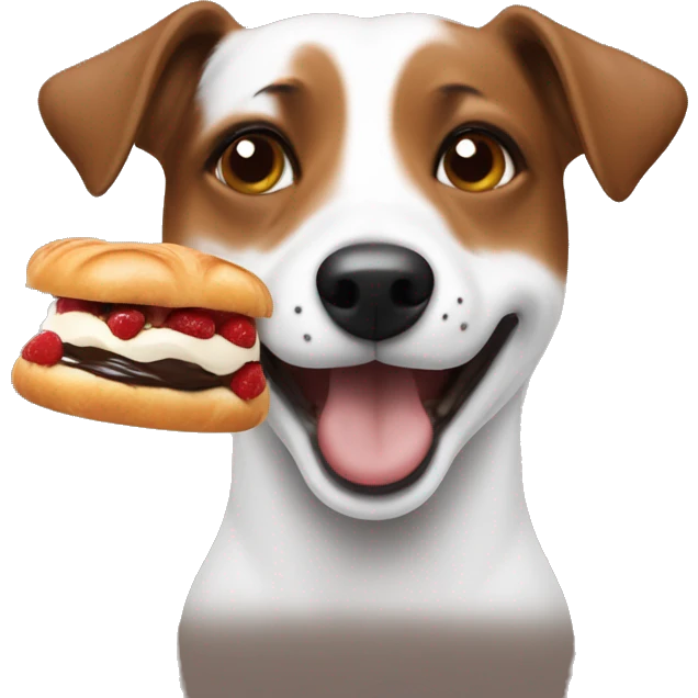 Jack Russell eating a pain au chocolate  emoji