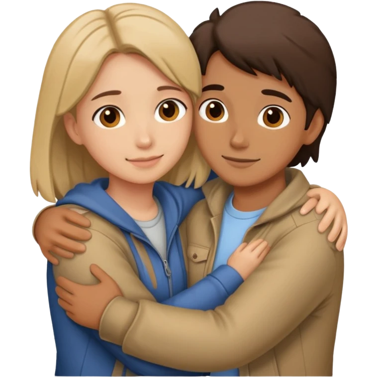 two friends hugging each other warmly emoji