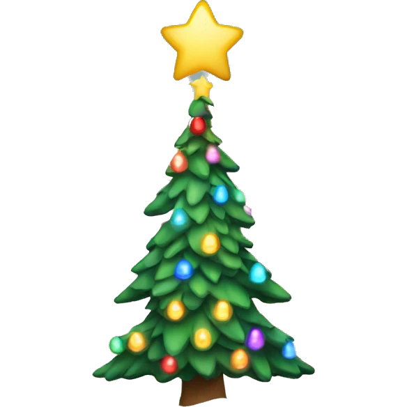 Christmas tree with colorful lights and snow  emoji
