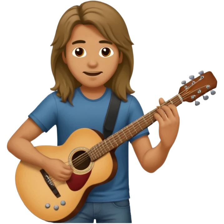 Guy with long hair guitarist emoji