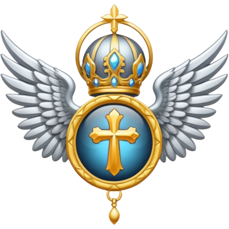 Holy Saint  Emblem with Silver wings emoji