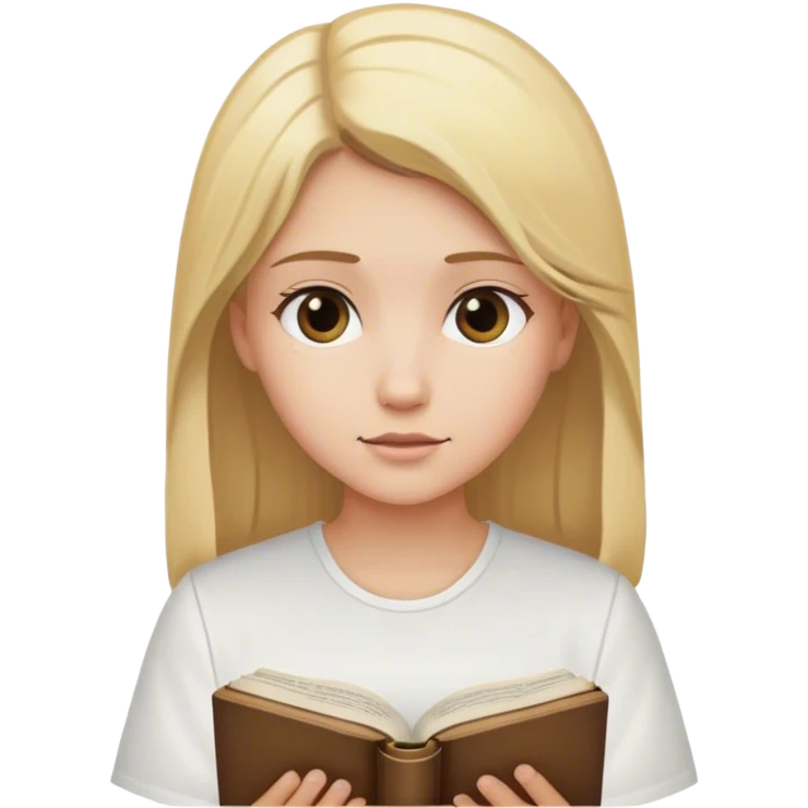 Chica de pelo rubio con pile Blanca y camisa Blanca leyendo la biblia emoji