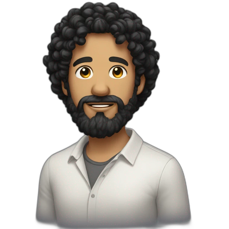men with black curly hair and beard become developpement web god emoji