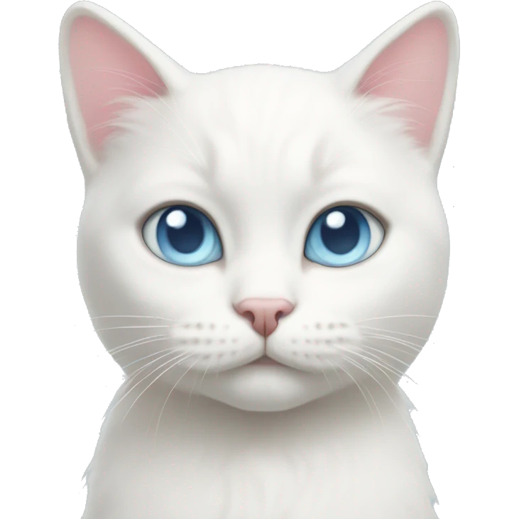 White cat light pink bow light blue eyes  emoji