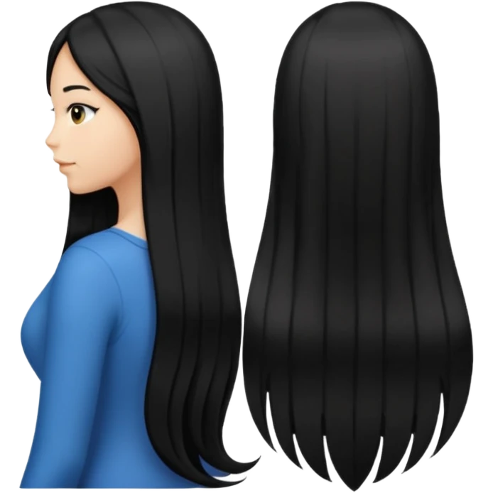 back view of long black hair emoji