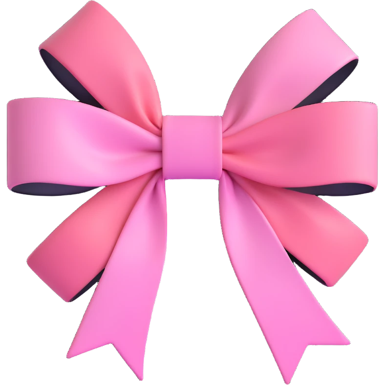 3D emoji style pink bow with gothic effect, pastel pink to black gradient,, remove background emoji