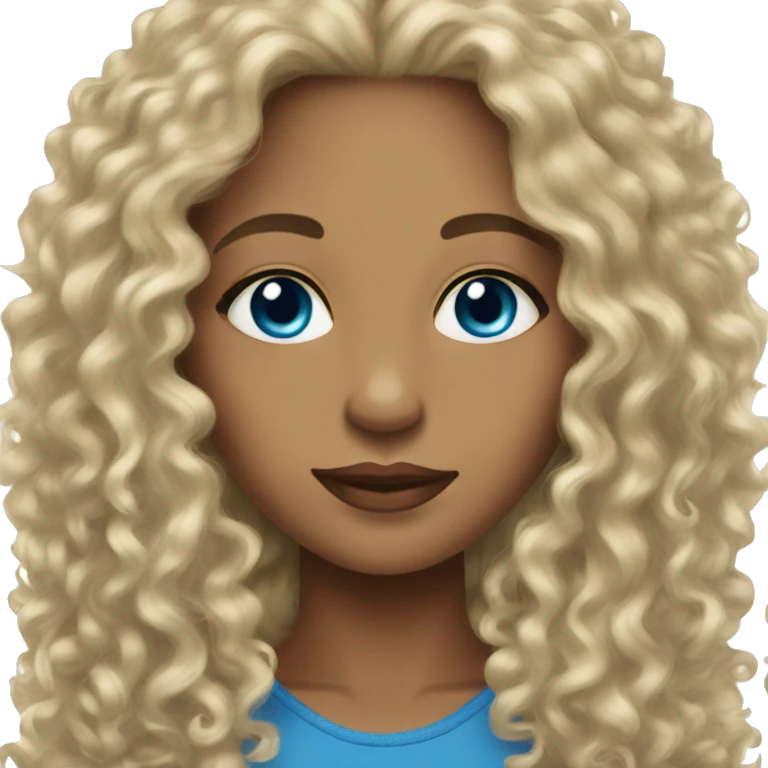 woman light skin long dark curly hair blue eyes emoji