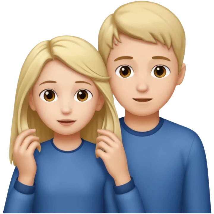 a boy putting a girls hair behind her ears emoji