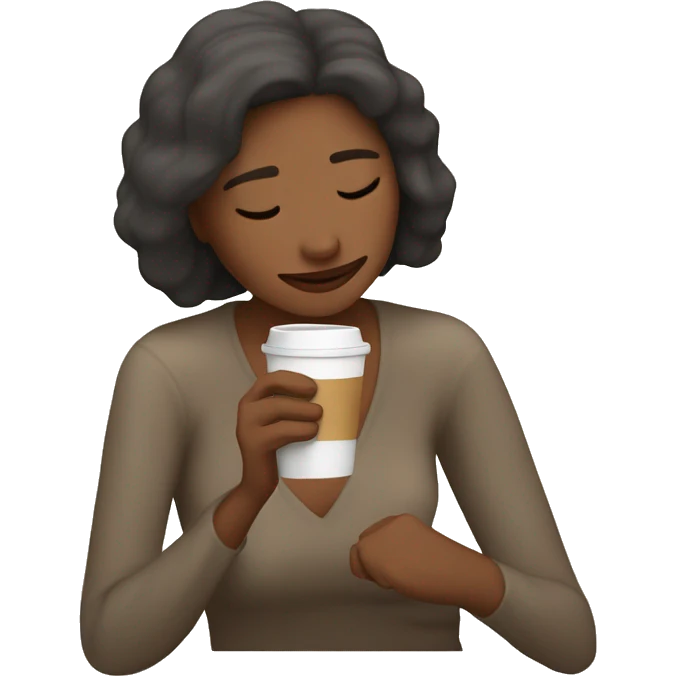 Mujer durmiendo con un café en la mano emoji