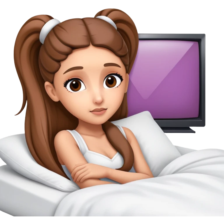Ariana grande goes to bed and watches modern television  emoji