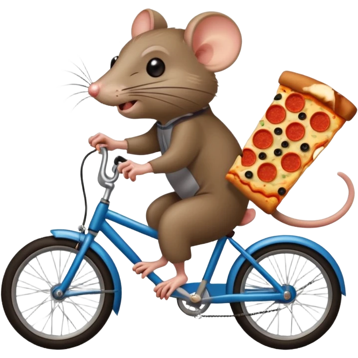 rat stealing pizza on a bike emoji
