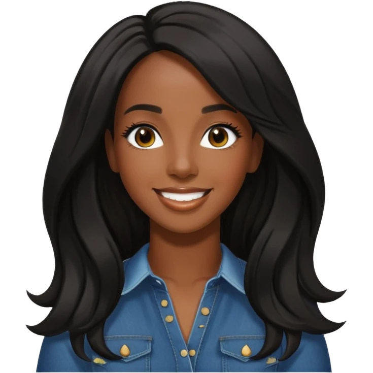 Kelly Rowland with black long hair emoji