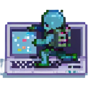 Laptop with tiny legs running away emoji
