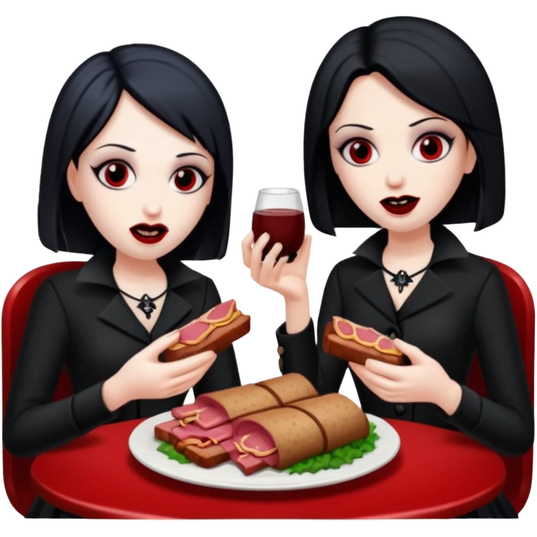 goth vampires eating a SPAM meat dinner emoji