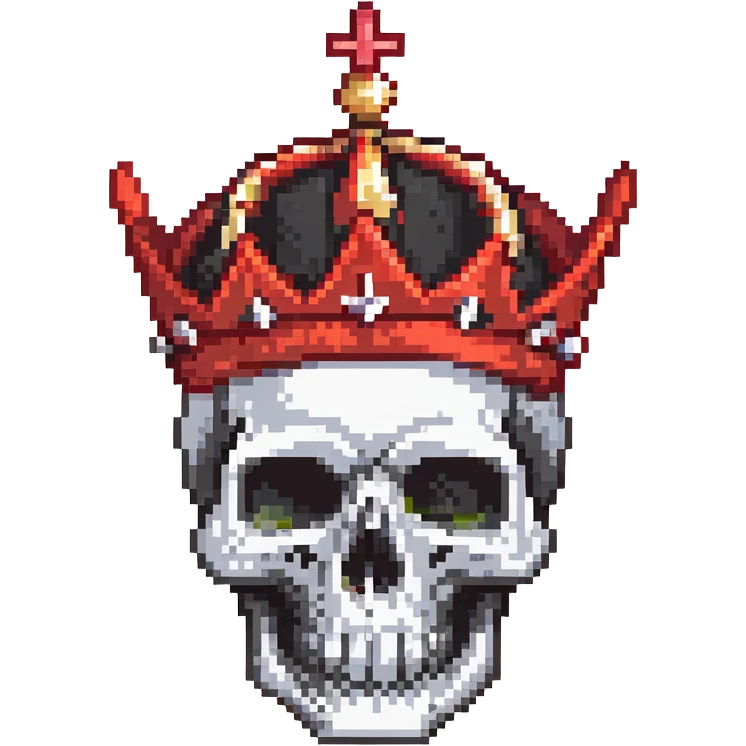 red and black skull with crown emoji