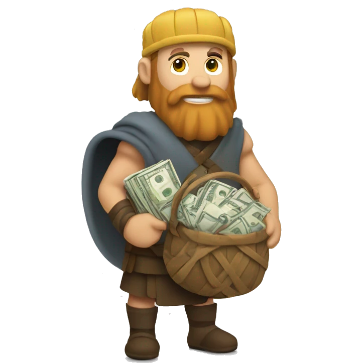 Viking holding a bag of money emoji