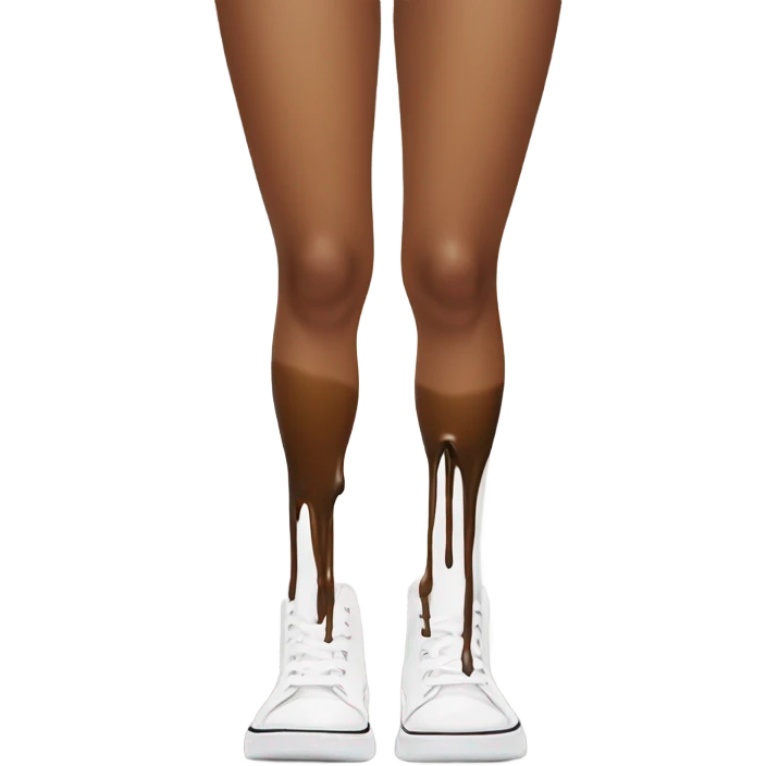 White ink dripping down brown female legs emoji