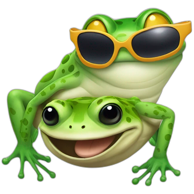 planet Venus with a cartoon smiling frog face with sunglasses emoji