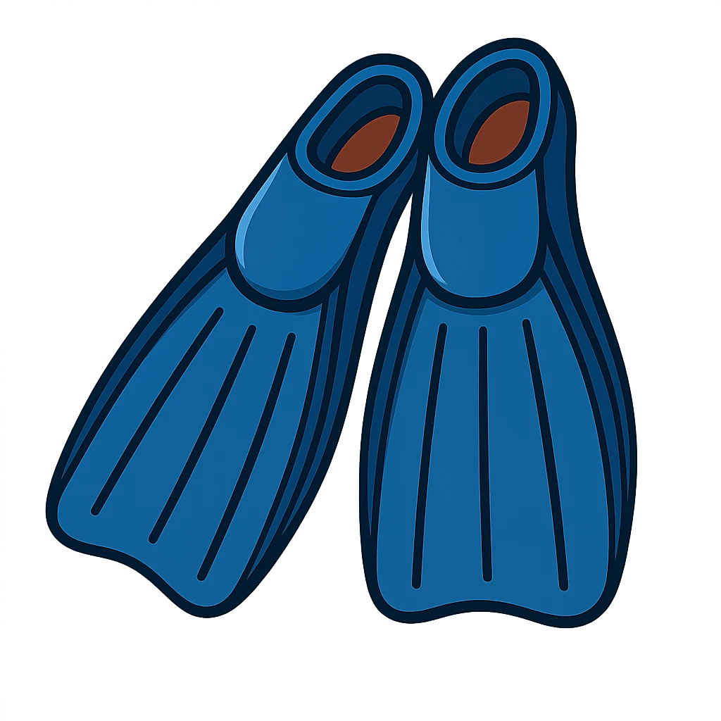 Make the diving flippers blue, keep the original style, no background. emoji