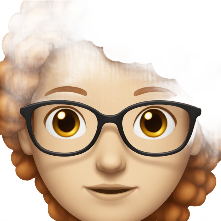 White girl with auburn hair and glasses blue eyes emoji
