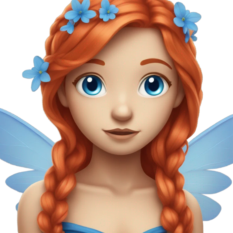 Red head girl with blue eyes long hair fairy core emoji