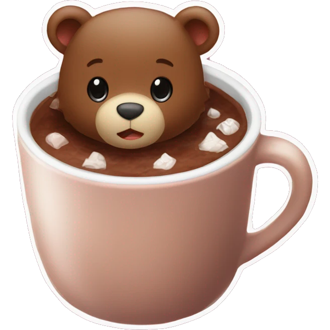 Baby bear inside of a cup of hot cocoa. Burgundy colored cup.  emoji