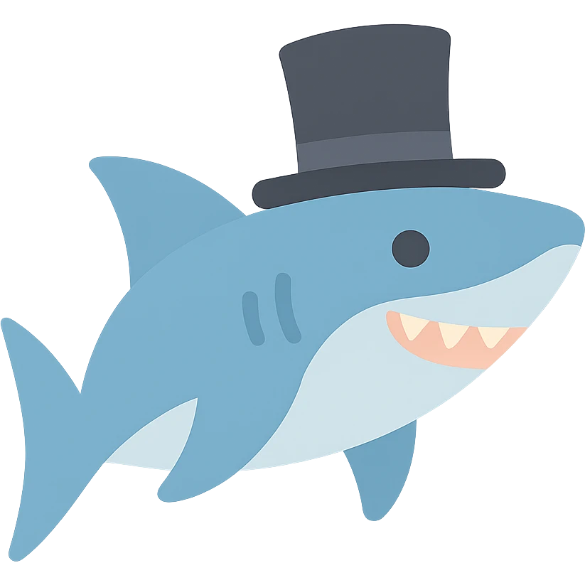 shark wearing a top hat emoji